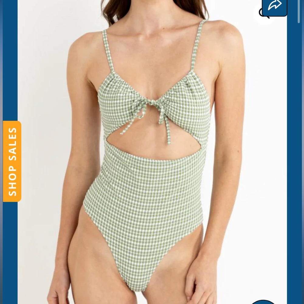 RHYTHM LOLA CHECK CUT OUT ONE PIECE SWIMSUIT GREEN